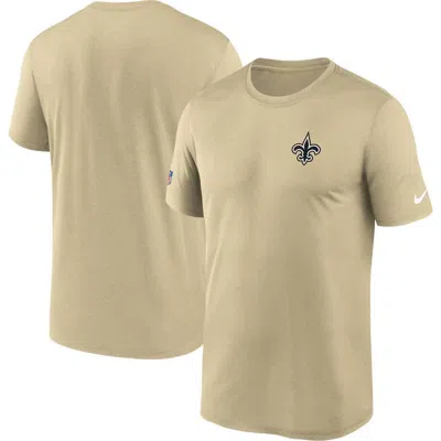Nike Gold New Orleans Saints Sideline Alt Pack Small Logo Legend Performance T-shirt In Neutral