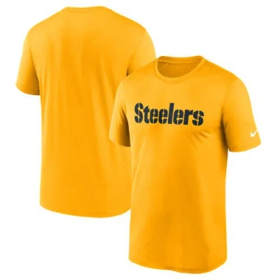 Nike Gold Pittsburgh Steelers Primetime Legend Wordmark Performance T-shirt In Yellow