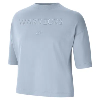 Nike Golden State Warriors Courtside Essential  Women's Nba Boxy T-shirt In Blue