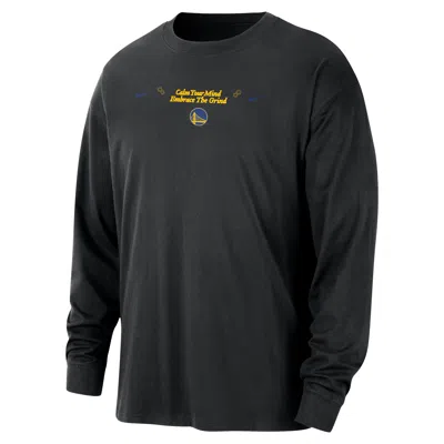 Nike Golden State Warriors Courtside  Men's Nba Max90 Long-sleeve T-shirt In Black