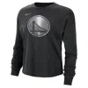 Nike Golden State Warriors Courtside  Women's Nba Shine Boxy Long-sleeve T-shirt In Black