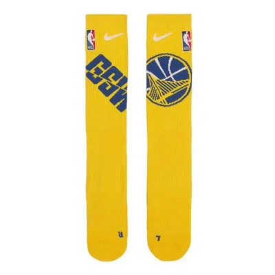 Nike Golden State Warriors Elite  Nba Crew Socks 'amarillo' In Yellow