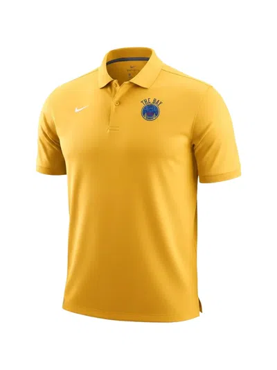 Nike Golden State Warriors Polo Shirt In Yellow