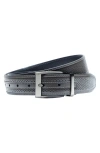 Nike Golf Tour Perforated & Smooth Reversible Leather Belt In Black