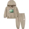 Nike Babies'  Gradient Futura Hoodie & Joggers In Khaki
