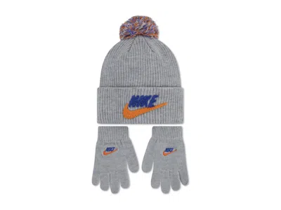 Nike Gradient Kids' Beanie & Gloves Set In Gray