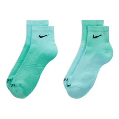 Nike Gradient Knit Logo Embroidered Socks 2 Pairs Gradient Green + Gradient Blue