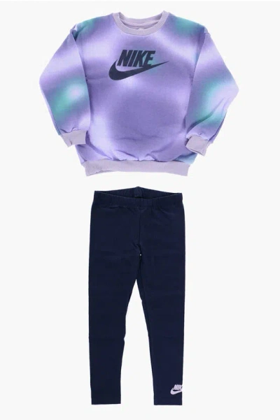 Nike Gradient Sweatshirt Solarized And Solid Colour Leggings Set In Multi