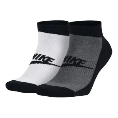 Nike Graphic No Show Socks 2 Pair 'grey White' In Gray