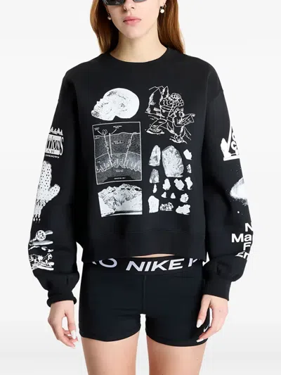 Nike Graphic-print Crew-neck Sweatshirt In Black