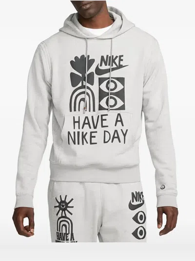 Nike Graphic-print Pullover Hoodie In Gray