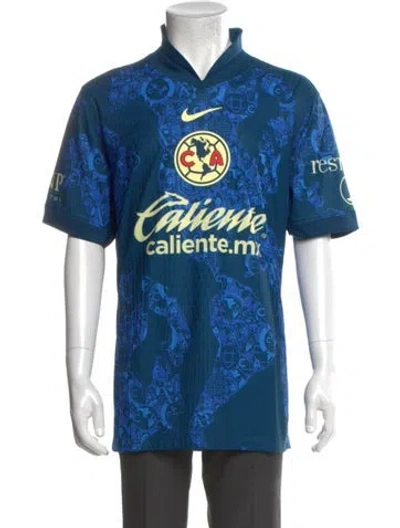 Pre-owned Nike Graphic Print Short Sleeve Shirt In Blue