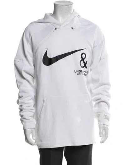 Pre-owned Nike Graphic Print V-neck Hoodie In White