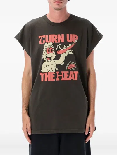 Nike Graphic Print Sleeveless Cotton T-shirt In Brown