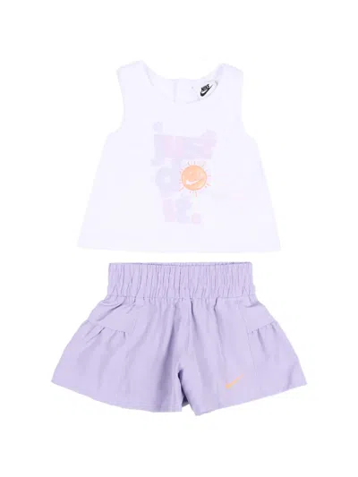 Nike Babies' Graphic-print Sleeveless Shorts Set In Purple