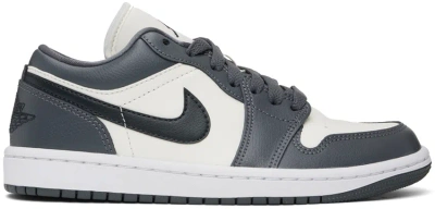 Nike Gray & Off-white Air Jordan 1 Low Sneakers In Sail/off Noir-dark