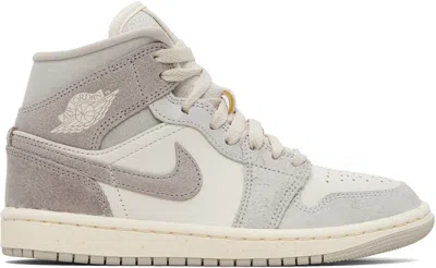 Nike Gray & Off-white Air Jordan 1 Mid Se Sneakers