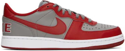 Nike Gray & Red Terminator Low Sneakers In Medium Grey/varsity