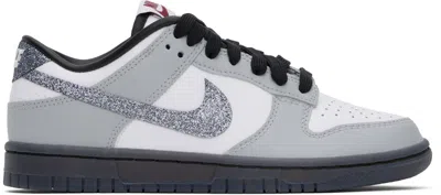 Nike Gray & White Dunk Low Lx Sneakers In White/black-team Red