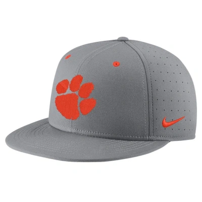 Nike Gray Clemson Tigers Usa Side Patch True Aerobill Performance Fitted Hat