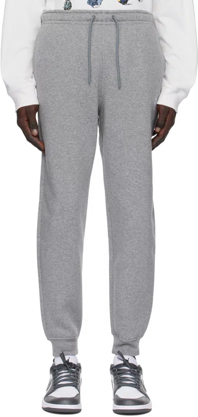 Nike Gray Jordan Brooklyn Fleece Sweatpants In Carbon Heather/white