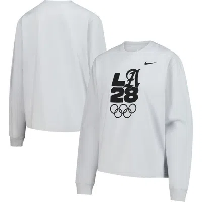 Nike Gray La28 Summer Olympics Boxy Long Sleeve T-shirt In White