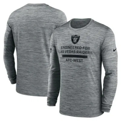 Nike Gray Las Vegas Raiders Sideline Velocity Performance Long Sleeve T-shirt
