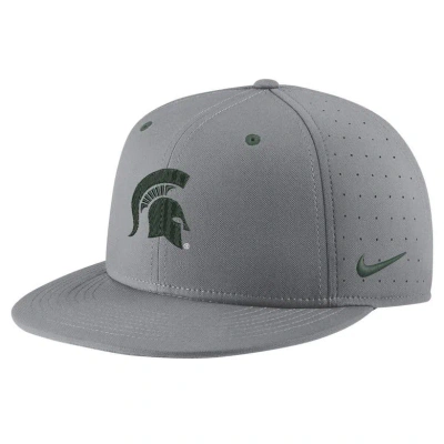 Nike Gray Michigan State Spartans Usa Side Patch True Aerobill Performance Fitted Hat