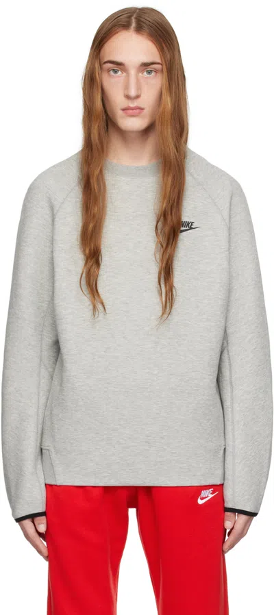 Nike Gray Raglan Sweatshirt In Dk Grey Heather/blac