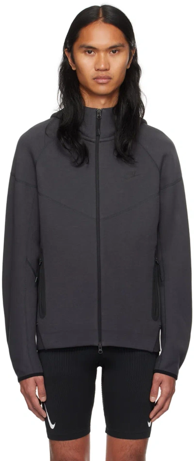 Nike Gray Relaxed Hoodie In Anthracite/black