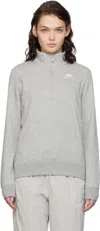 Nike Gray Sportswear Club Fleece Sweatshirt In Dk Grey Heather/whit