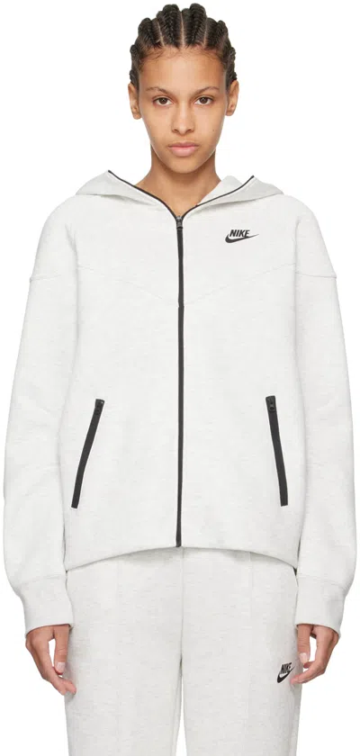Nike Gray Sportswear Tech Hoodie In Light Grey/htr/black