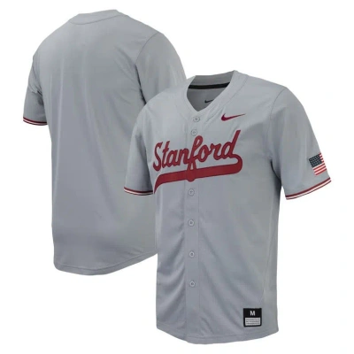Nike Gray Stanford Cardinal Replica Full-button Baseball Jersey