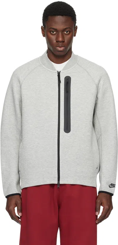 Nike Gray Zip Sweatshirt In Dk Grey Heather/blac