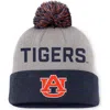 Nike Gray/navy Auburn Tigers Primetime Peak Cuffed Knit Hat With Pom In Blue