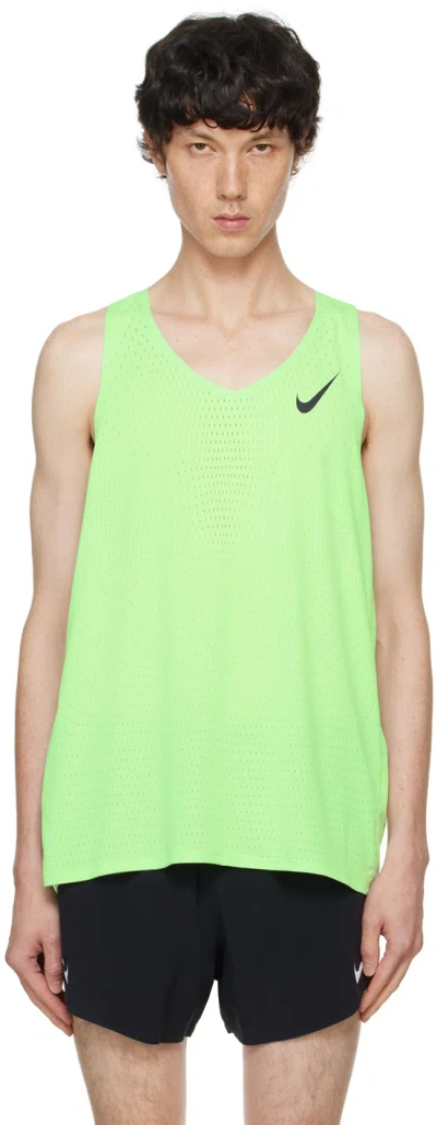 Nike Green Aeroswift Dri-fit Adv Running Tank Top In Vapor Green/black