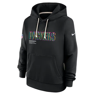 Nike Green Bay Packers Crucial Catch  Women's Dri-fit Nfl Pullover Hoodie In Black