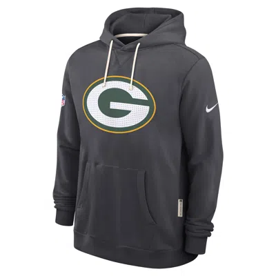 Nike Anthracite Green Bay Packers Sideline Standard Issue Initial Home Dri-fit Hoodie In Gray