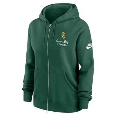 Nike Green Bay Packers Phoenix Rewind  Women's Nfl Full-zip Hoodie