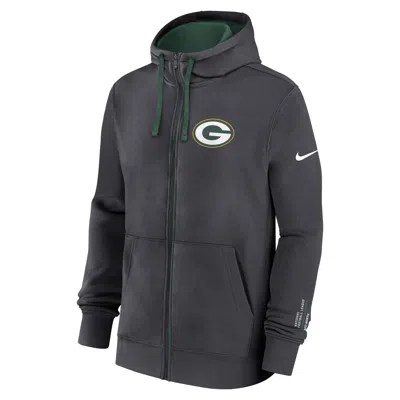 Nike Green Bay Packers Playbook Page Club  Men's Nfl Full-zip Hoodie In Gray