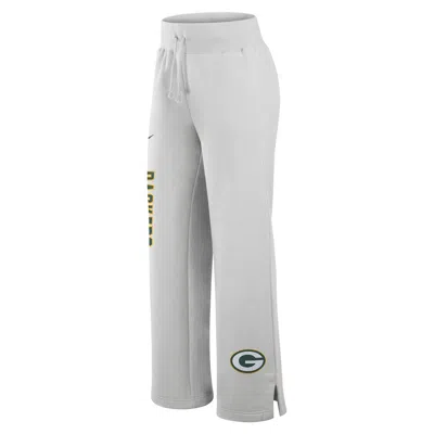 Nike Green Bay Packers Primetime Phoenix Wide-leg  Women's Nfl Sweatpants In Grey