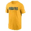 Nike Green Bay Packers Primetime Wordmark Essential  Men's Nfl T-shirt In Gold