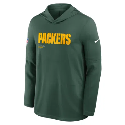 Nike Green Green Bay Packers Sideline Pure Fury Performance Long Sleeve Hoodie T-shirt