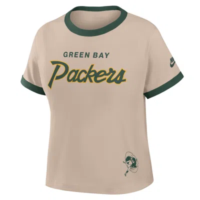 Nike Green Bay Packers Rewind Ringer Mod  Women's Nfl Cropped T-shirt In Brown