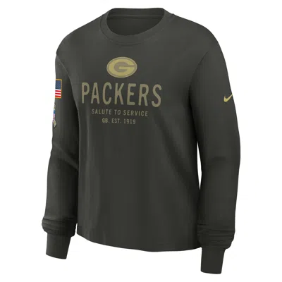 Nike Green Bay Packers Salute To Service Sideline  Women's Dri-fit Nfl Long-sleeve T-shirt
