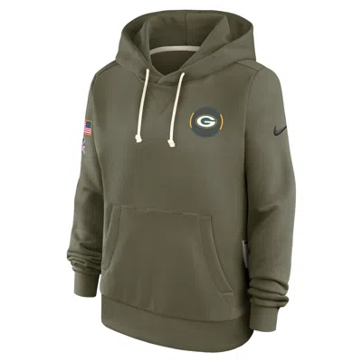 Nike Green Bay Packers Salute To Service Sideline  Women's Dri-fit Nfl Pullover Hoodie In Brown