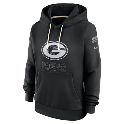 Nike Green Bay Packers Salute To Service Sideline  Women's Dri-fit Nfl Pullover Hoodie In Black