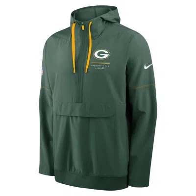 Nike Green Bay Packers Sideline Anorak  Men's Nfl 1/2-zip Hooded Jacket
