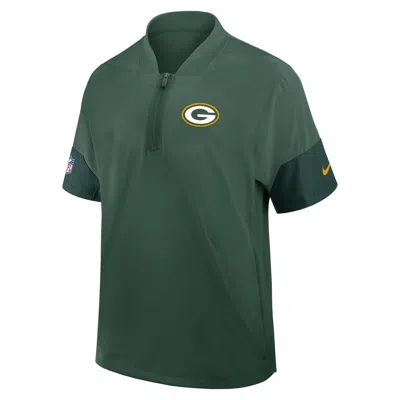 Nike Green Bay Packers Sideline Coach  Men's Nfl 1/2-zip Short-sleeve Hooded Jacket