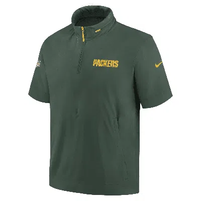Nike Green Bay Packers Sideline Coach  Men's Nfl 1/2-zip Short-sleeve Hooded Jacket